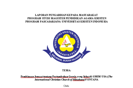 Kunci Pertumbuhan Gereja Sehat: UKI Gelar Pembinaan Jemaat di GMIM USA Fontana